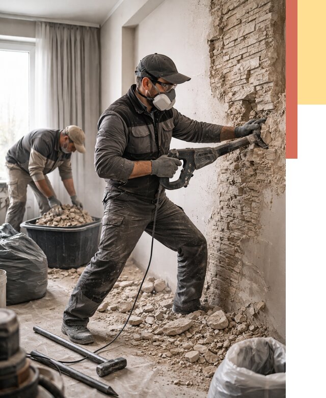 Демонтаж декоративного камня в Севастополе от 1497 руб/м² — быстро и недорого | ОТДЕЛОЧНИК-Сев