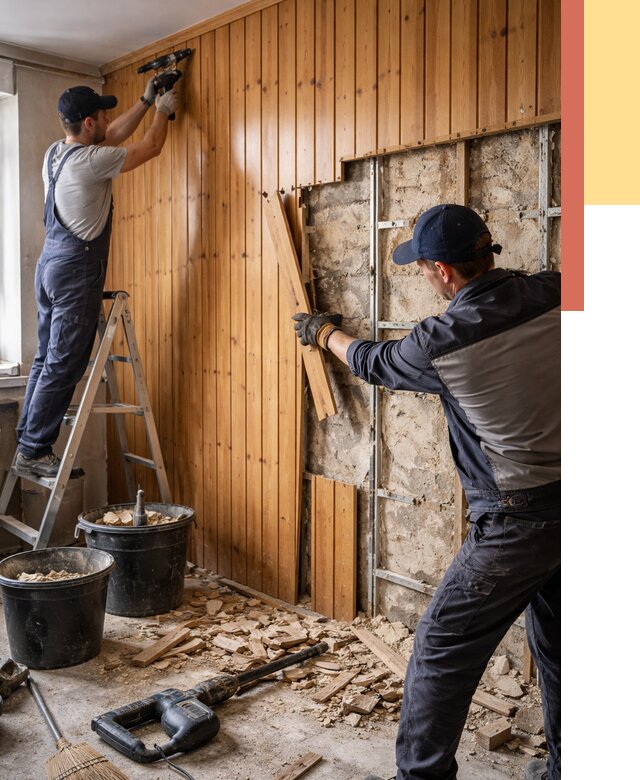 Демонтаж вагонки со стен в Севастополе от 1497 руб. — снятие, удаление, срочно | ОТДЕЛОЧНИК-Сев