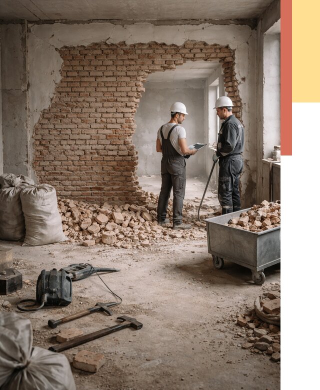 Демонтаж кирпичных стен в Севастополе от 4335 руб. — быстро, недорого, под ключ | ОТДЕЛОЧНИК-Сев