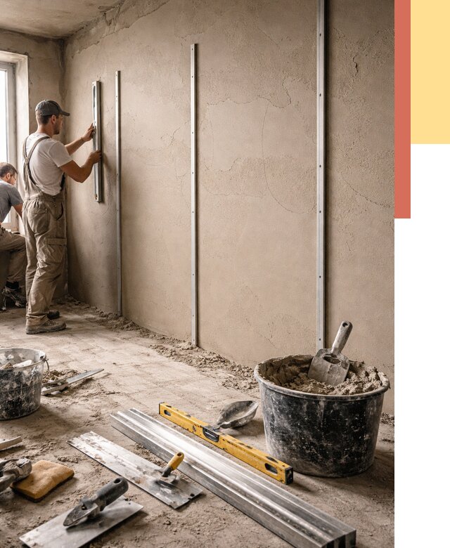 Штукатурка стен по маякам в Севастополе от 5677 руб./м² — выравнивание под ключ | ОТДЕЛОЧНИК-Сев