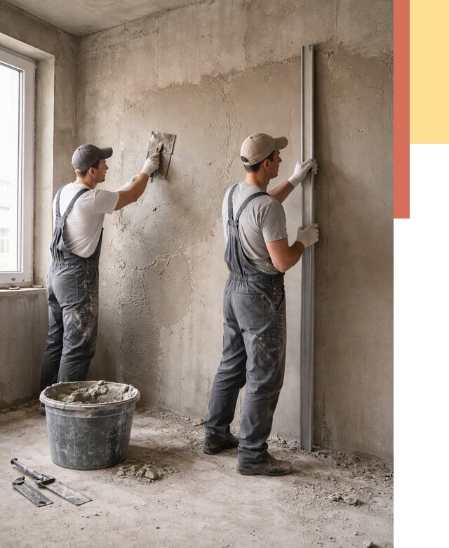 Штукатурка бетонных стен в Севастополе от 4644 руб/м² — качественно и быстро | ОТДЕЛОЧНИК-Сев