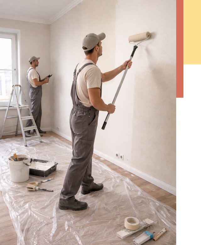 Покраска стен акриловой краской в Севастополе от 3612 руб./м² — быстро и недорого | ОТДЕЛОЧНИК-Сев