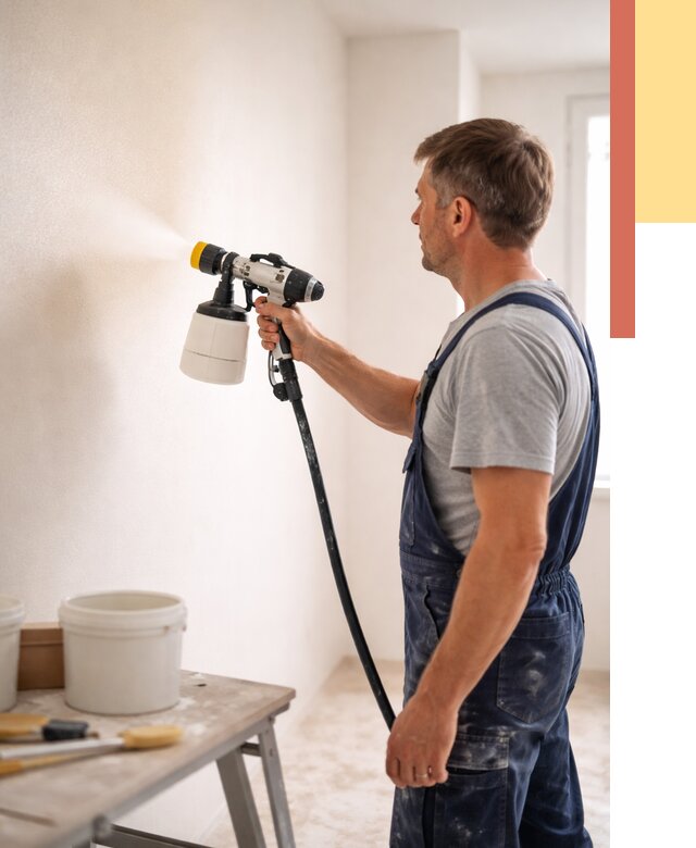 Покраска стен краскопультом в Севастополе от 7741 руб. — механизированная покраска | ОТДЕЛОЧНИК-Сев