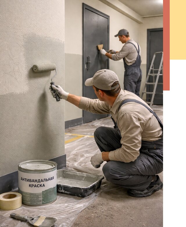 Покраска стен антивандальной краской в Севастополе от 4644 руб./м² под ключ | ОТДЕЛОЧНИК-Сев