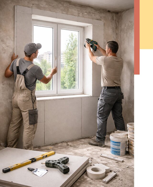 Монтаж откосов из гипсокартона в Севастополе от 4644 руб. под ключ | ОТДЕЛОЧНИК-Сев