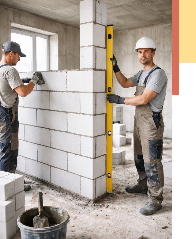 Кладка перегородок из пеноблока в Севастополе от 1858 руб. под ключ | ОТДЕЛОЧНИК-Сев