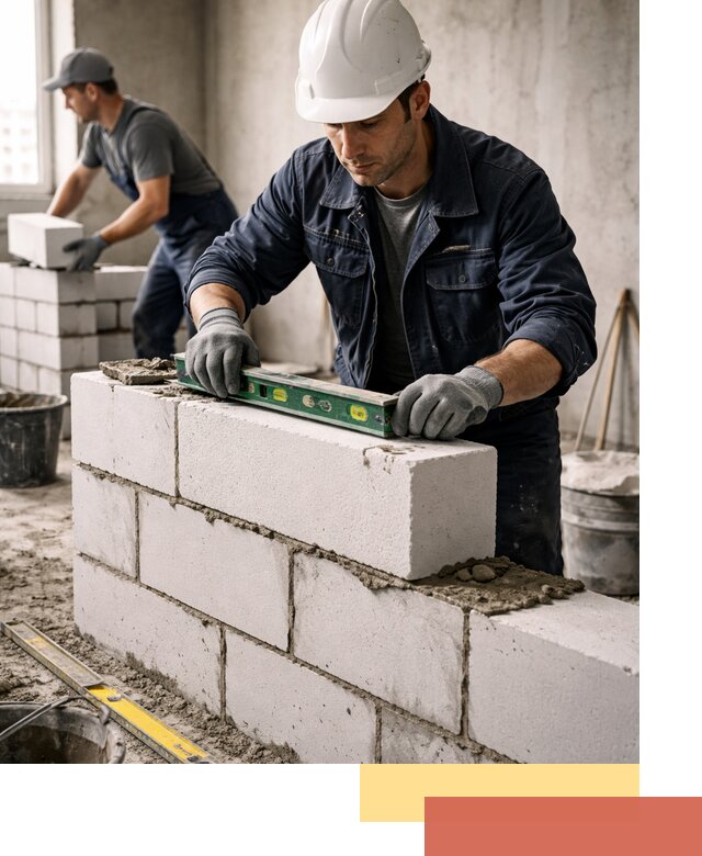 Кладка перегородок из пеноблока под ключ в Севастополе