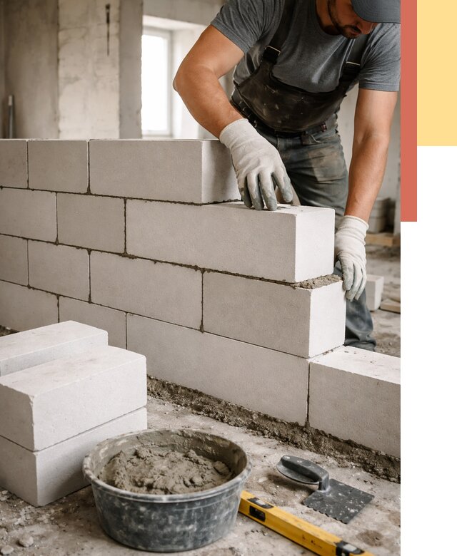 Кладка перегородок из силикатного блока в Севастополе от 4128 руб. под ключ | ОТДЕЛОЧНИК-Сев