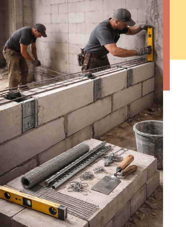 Армирование кладки перегородок в Севастополе от 774 руб. под ключ | ОТДЕЛОЧНИК-Сев