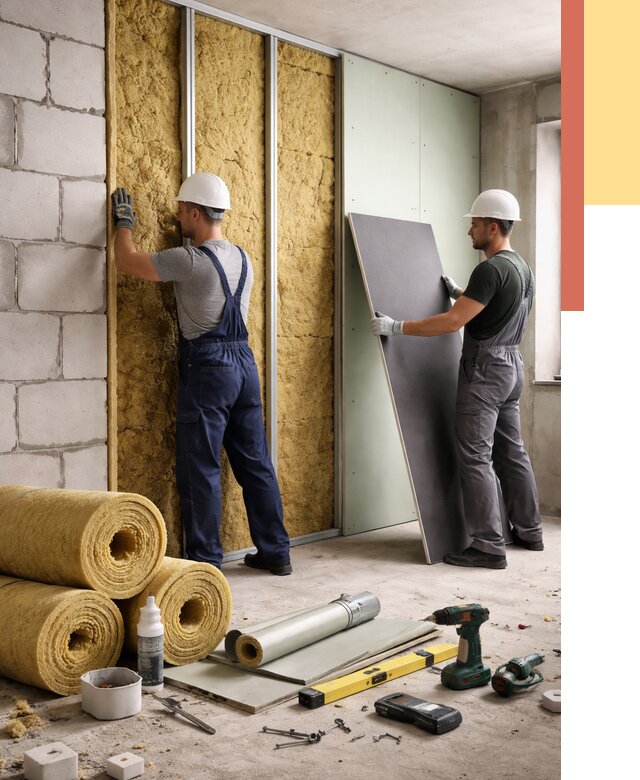 Шумоизоляция перегородок из блоков в Севастополе от 1909 руб./м² — быстро и недорого | ОТДЕЛОЧНИК-Сев