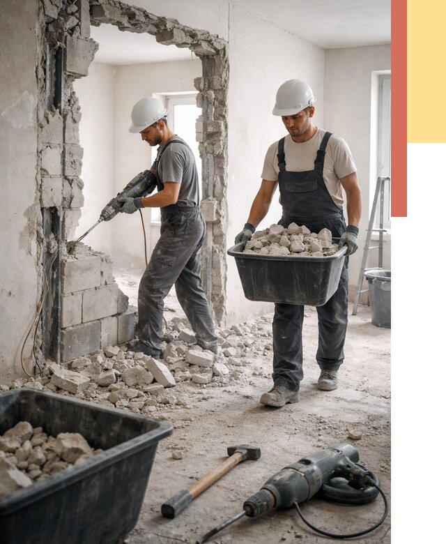 Демонтаж блоковых перегородок в Севастополе от 3870 руб. — быстро и недорого | ОТДЕЛОЧНИК-Сев