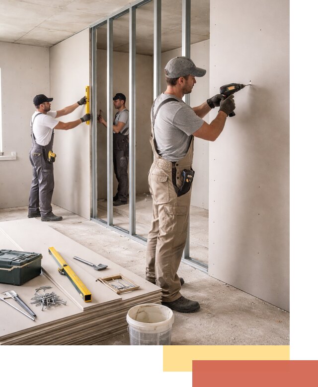 Однослойная перегородка из гипсокартона в Севастополе под ключ, монтаж и отделка