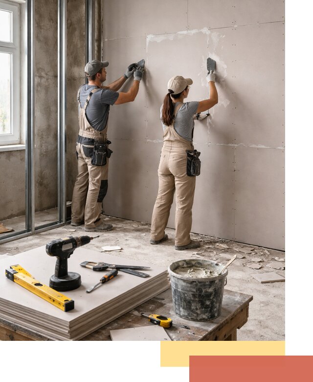 Монтаж двухслойной перегородки из гипсокартона в Севастополе