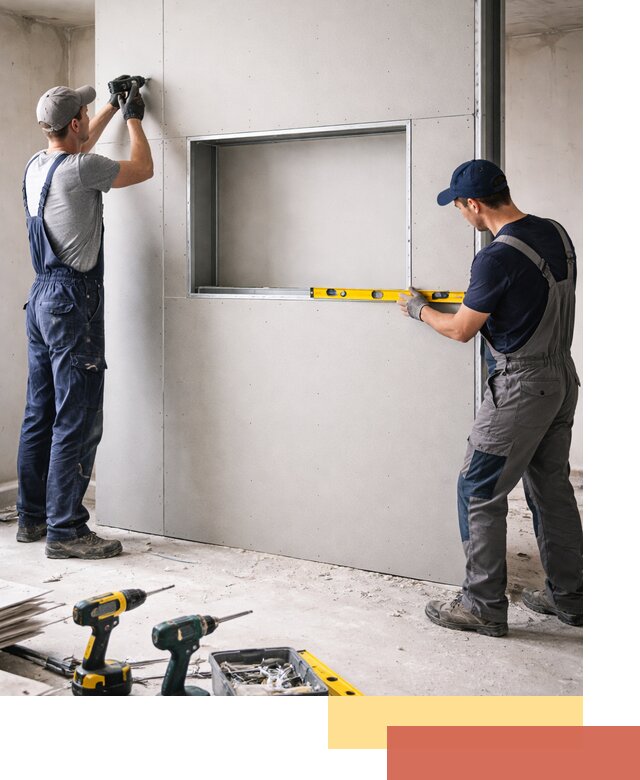 Перегородка из гипсокартона с нишей под декор в Севастополе