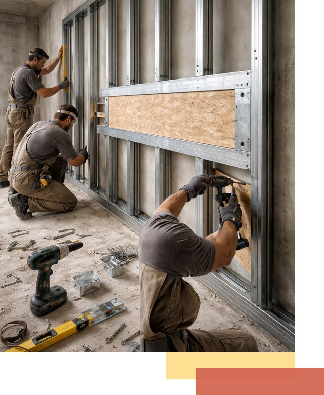 Усиленная перегородка для крепления тяжёлых конструкций в Севастополе