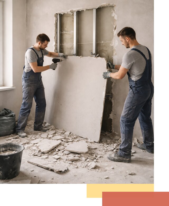 Демонтаж перегородки из гипсокартона в Севастополе быстрый и аккуратный