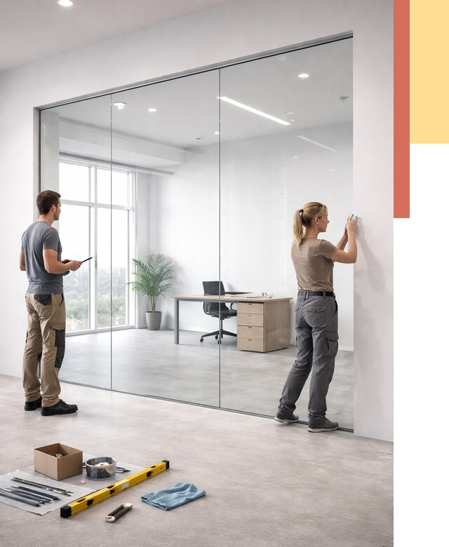 Перегородки из закаленного стекла в Севастополе от 9805 руб. под ключ | ОТДЕЛОЧНИК-Сев