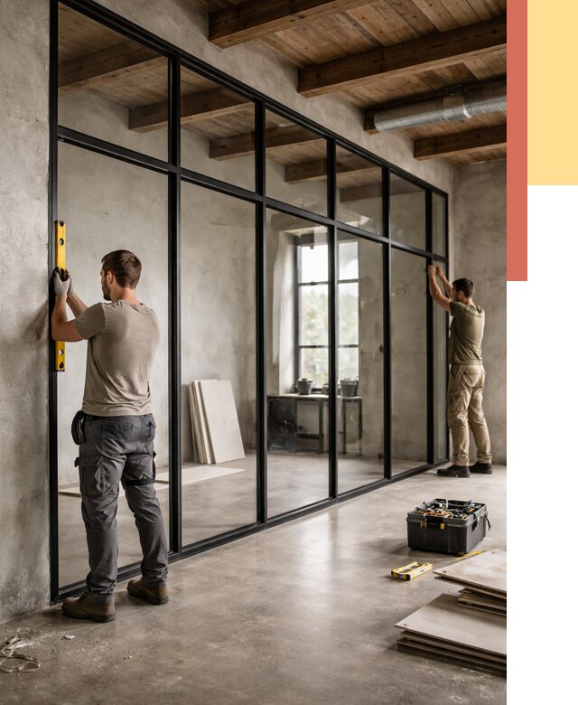 Стеклянные перегородки лофт в Севастополе от 10837 руб. под ключ | ОТДЕЛОЧНИК-Сев