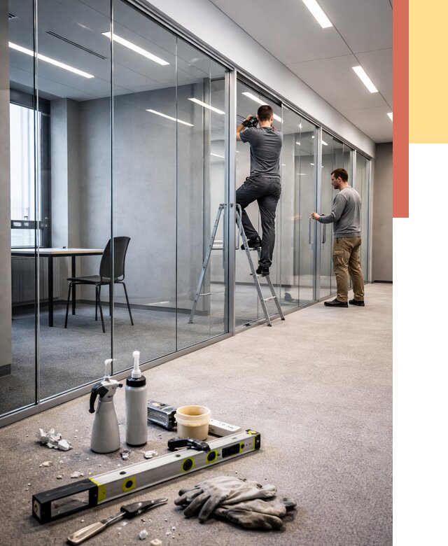 Стеклянные офисные перегородки в Севастополе от 8773 руб. — монтаж и установка | ОТДЕЛОЧНИК-Сев