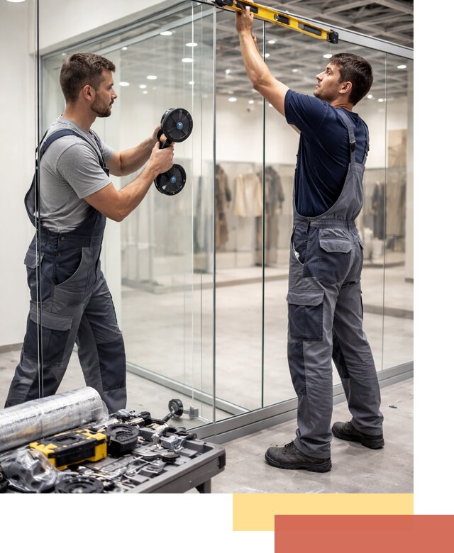 Стеклянные перегородки для магазинов в Севастополе — монтаж и установка