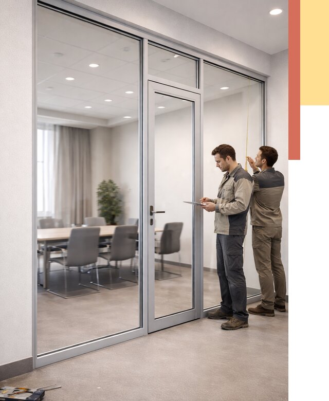 Установка и монтаж алюминиевых перегородок со стеклом в Севастополе от 8463 руб. | ОТДЕЛОЧНИК-Сев