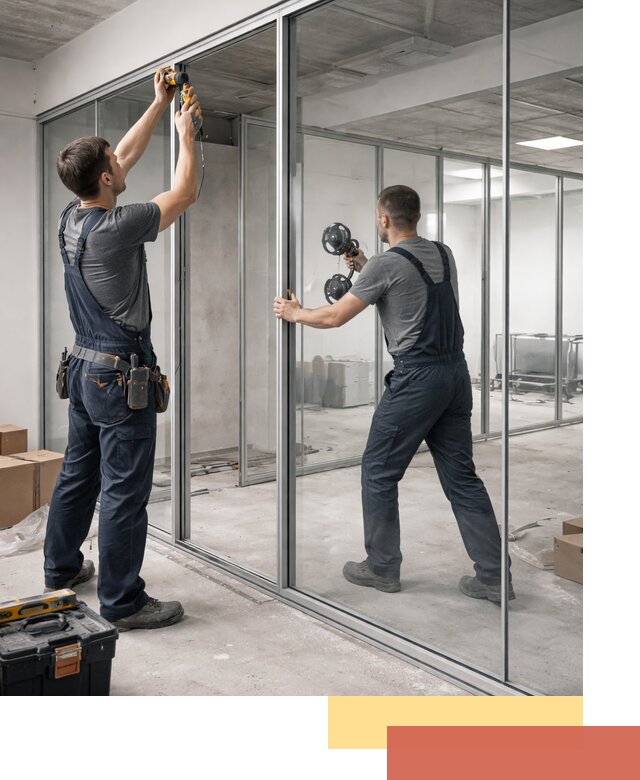 Алюминиевые перегородки со стеклом в Севастополе — изготовление и монтаж