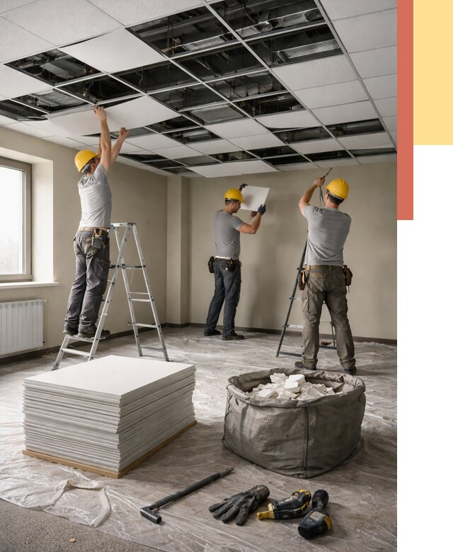 Демонтаж потолка Армстронг в Севастополе от 4644 руб. быстро и недорого | ОТДЕЛОЧНИК-Сев