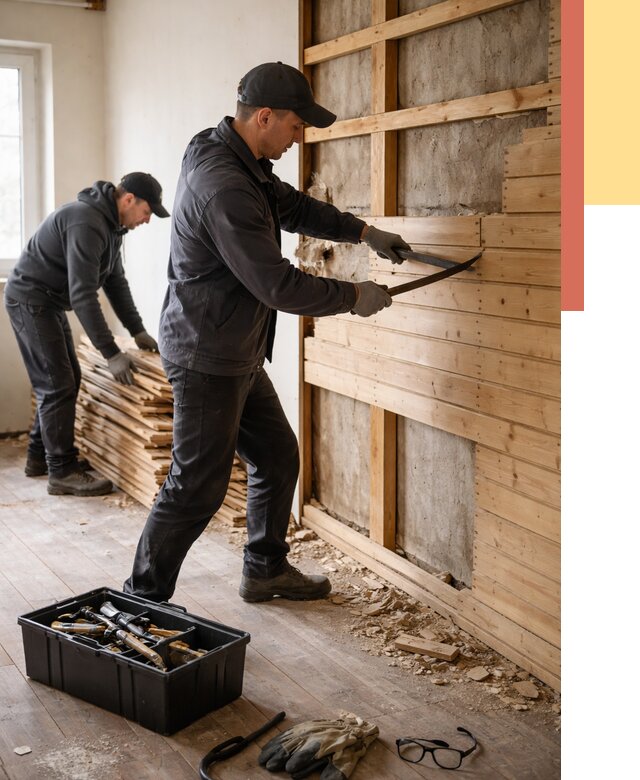 Демонтаж вагонки в Севастополе от 3922 руб/м2 — быстро и недорого | ОТДЕЛОЧНИК-Сев