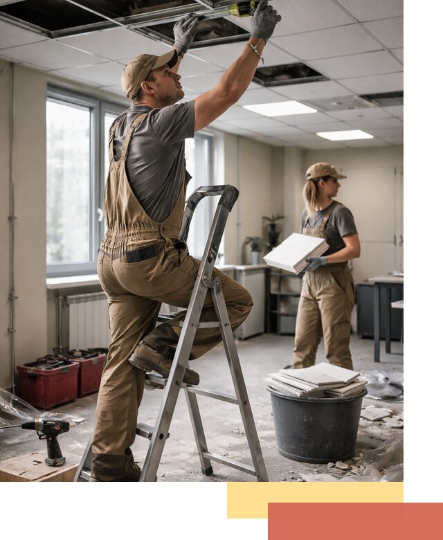 Ремонт потолка Армстронг и замена плит в Севастополе