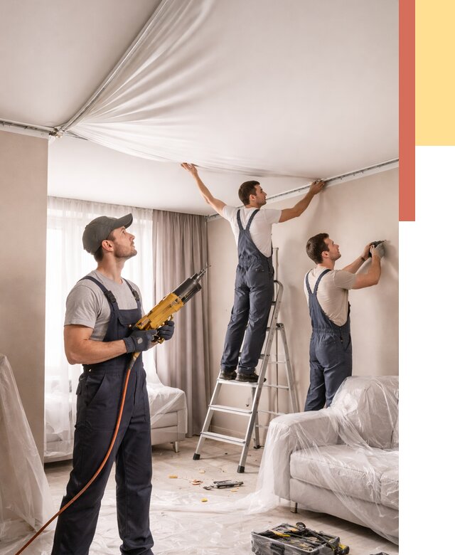 Установка натяжного потолка в Севастополе от 4644 руб. | Быстро и недорого — ОТДЕЛОЧНИК-Сев