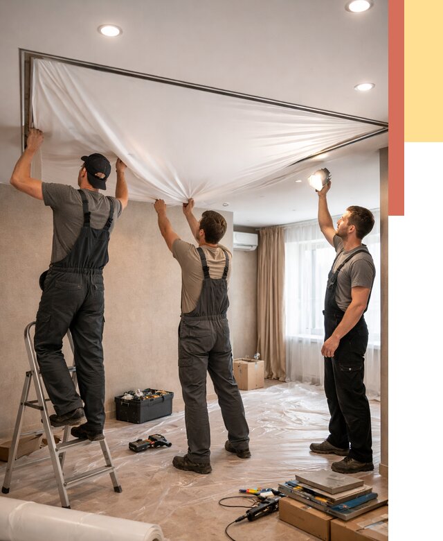 Монтаж ПВХ натяжного потолка в Севастополе от 3612 руб. под ключ | ОТДЕЛОЧНИК-Сев