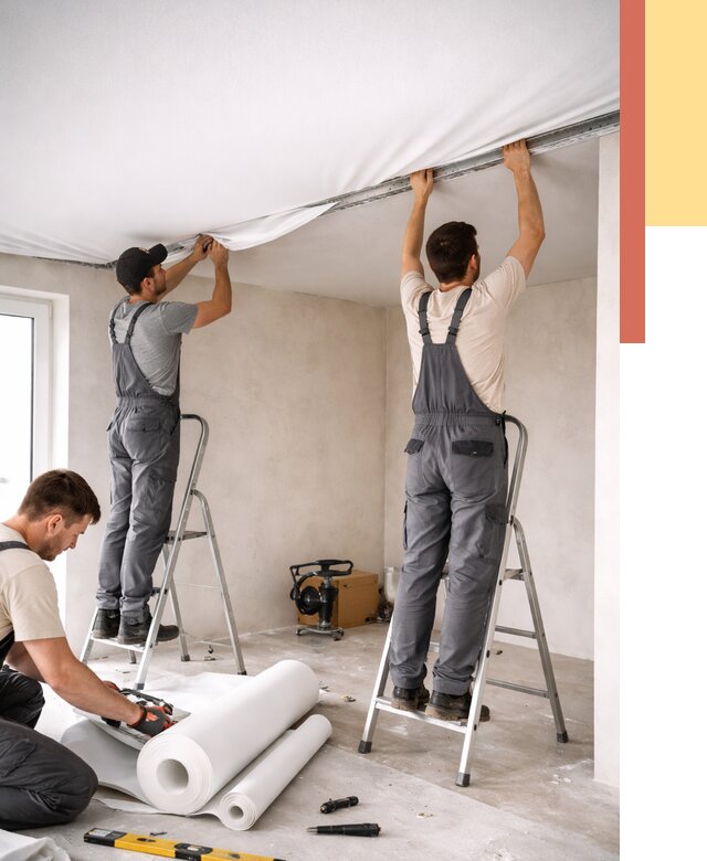 Монтаж тканевого натяжного потолка в Севастополе от 3612 руб. под ключ | ОТДЕЛОЧНИК-Сев