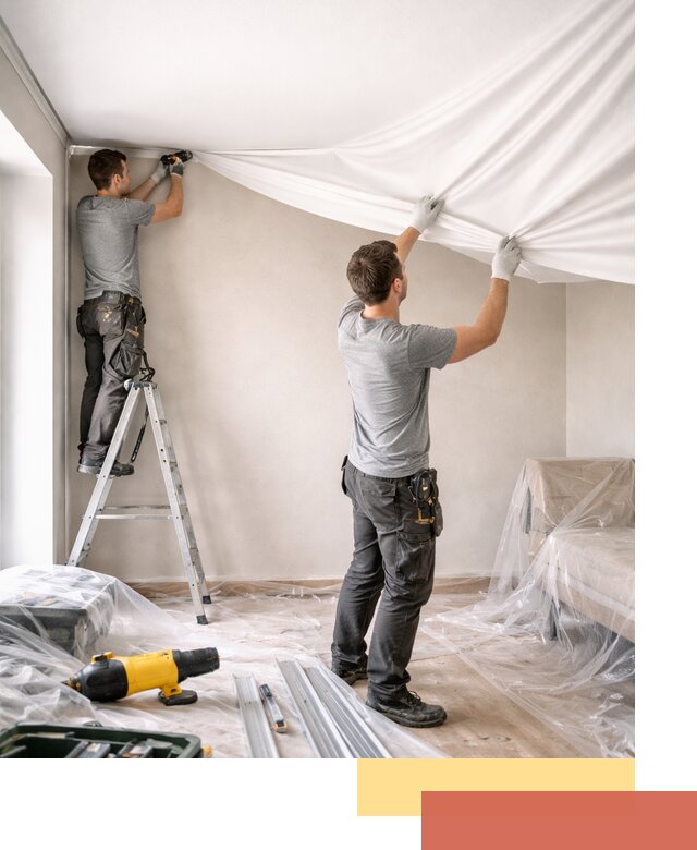 Монтаж тканевого натяжного потолка в Севастополе недорого и быстро