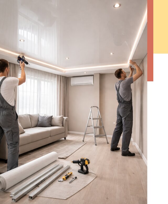 Монтаж глянцевого натяжного потолка в Севастополе от 774 руб. под ключ | ОТДЕЛОЧНИК-Сев