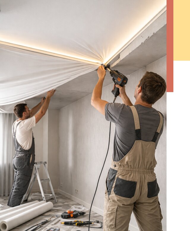 Монтаж натяжного потолка с подсветкой в Севастополе от 980 руб. | ОТДЕЛОЧНИК-Сев