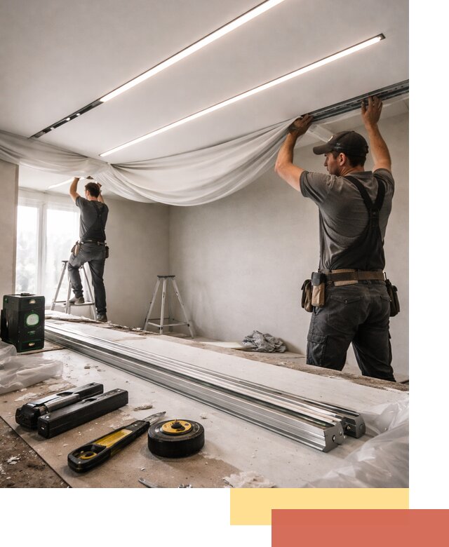 Монтаж натяжных потолков со световыми линиями в Севастополе