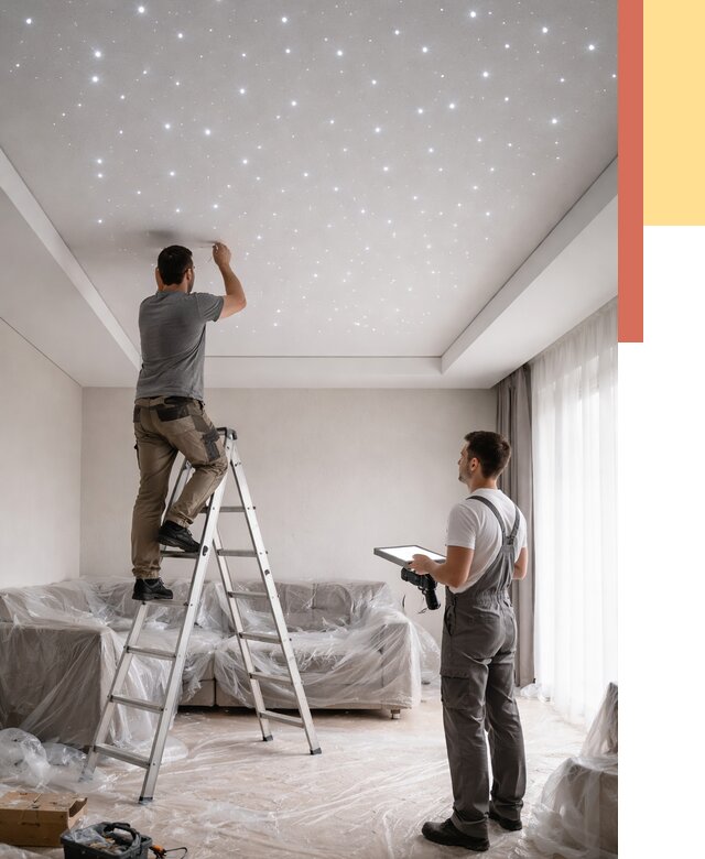 Монтаж натяжного потолка «звездное небо» в Севастополе от 6709 руб. | ОТДЕЛОЧНИК-Сев