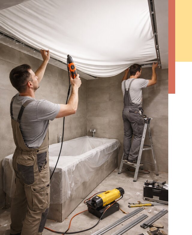 Монтаж натяжного потолка в ванной в Севастополе от 1239 руб. под ключ | ОТДЕЛОЧНИК-Сев