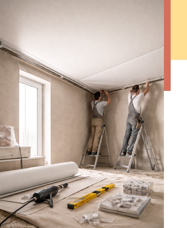 Монтаж натяжного потолка в спальне в Севастополе от 3922 руб. под ключ | ОТДЕЛОЧНИК-Сев