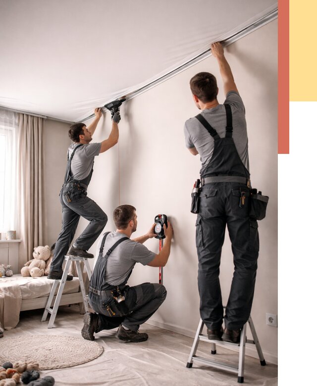 Монтаж натяжного потолка в детской в Севастополе от 3612 руб. — быстро и недорого | ОТДЕЛОЧНИК-Сев