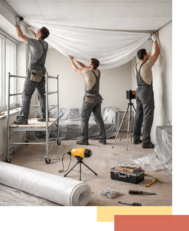 Монтаж натяжного потолка в офисе в Севастополе