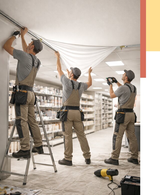 Монтаж натяжного потолка в магазине в Севастополе от 4644 руб. быстро и недорого | ОТДЕЛОЧНИК-Сев