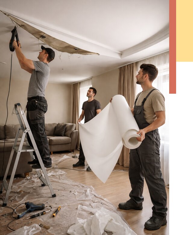 Замена полотна натяжного потолка в Севастополе от 9805 руб. быстро и недорого | ОТДЕЛОЧНИК-Сев