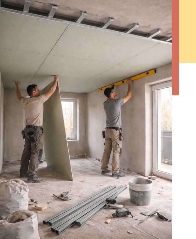 Одноуровневый потолок из гипсокартона в Севастополе от 774 руб. — монтаж под ключ | ОТДЕЛОЧНИК-Сев