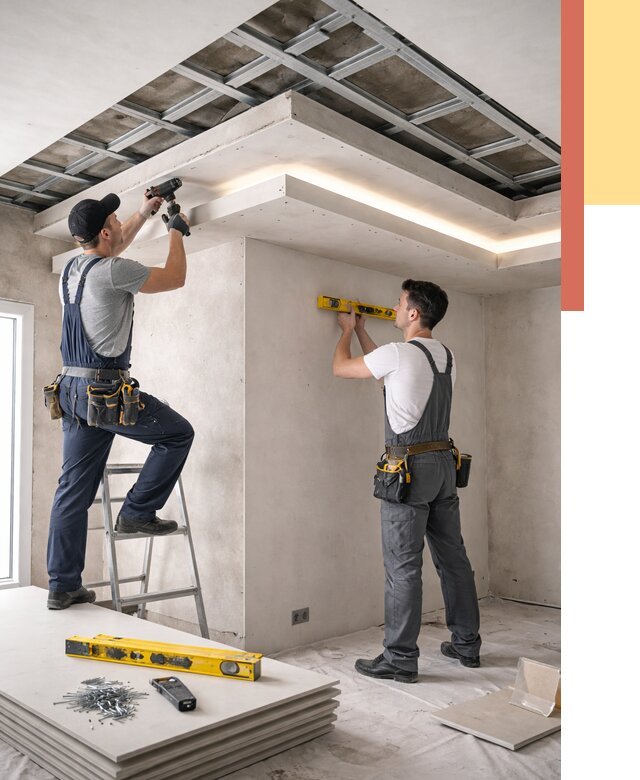 Двухуровневый потолок из гипсокартона в Севастополе от 1497 руб. под ключ | ОТДЕЛОЧНИК-Сев