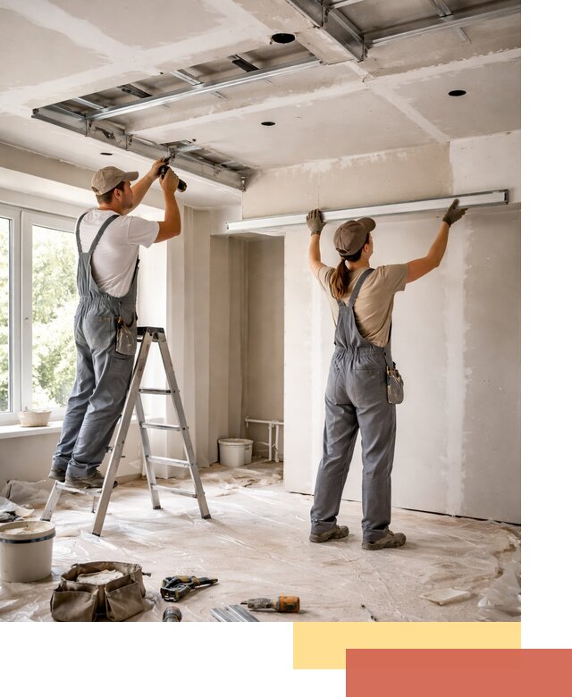 Монтаж многоуровневого потолка из гипсокартона в Севастополе