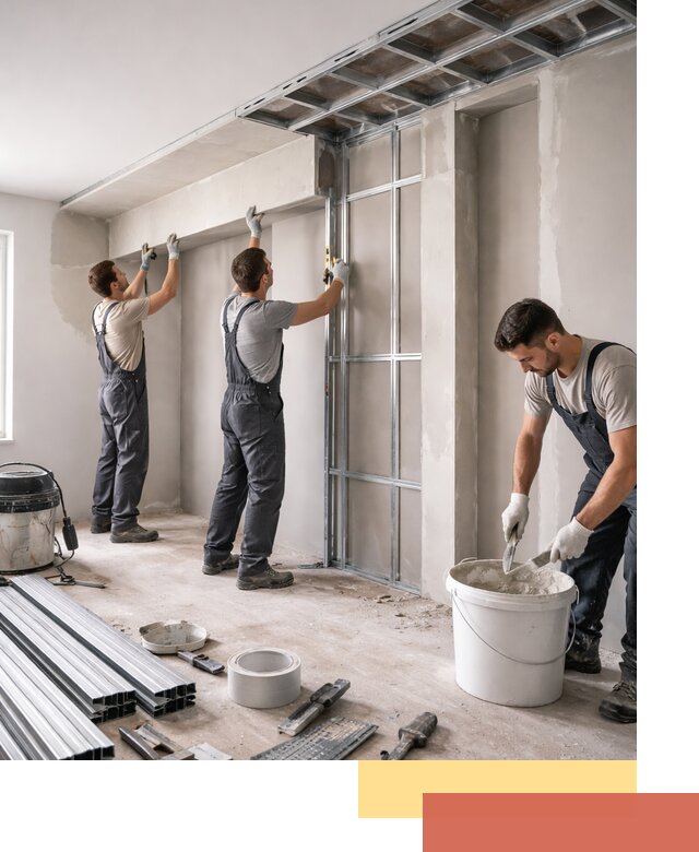 Монтаж потолка из гипсокартона с нишей в Севастополе