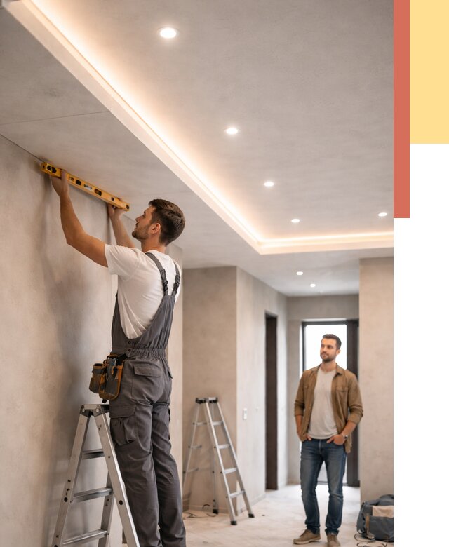 Потолок из гипсокартона с подсветкой в Севастополе от 774 руб./м2 под ключ | ОТДЕЛОЧНИК-Сев