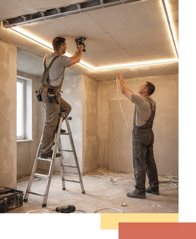 Потолок из гипсокартона с подсветкой в Севастополе