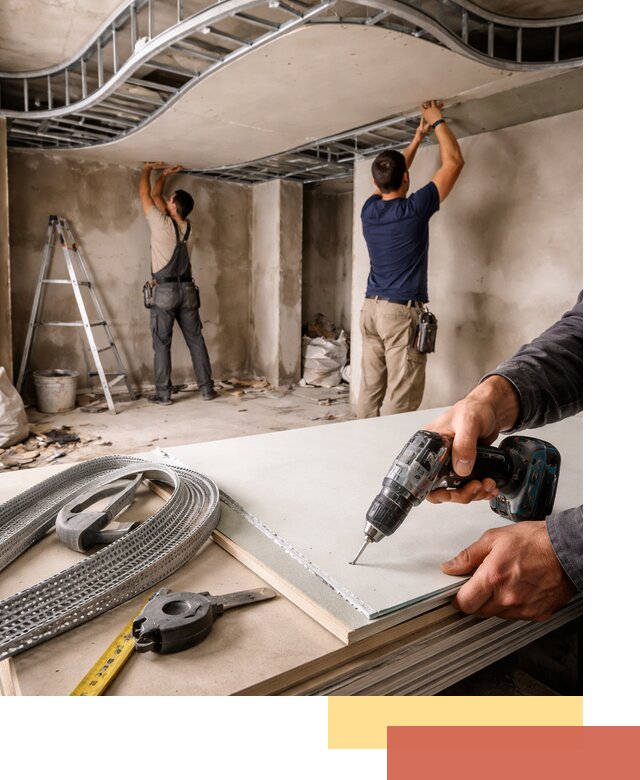 Криволинейный потолок из гипсокартона в Севастополе — монтаж и отделка